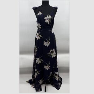 Lulu's Navy Floral Maxi Dress